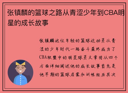 张镇麟的篮球之路从青涩少年到CBA明星的成长故事